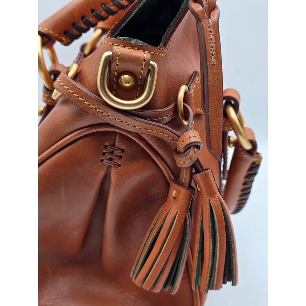NWT Dooney & Bourke Florentine Leather Satchel Natural Brown Crossbody Bag - Picture 7 of 16